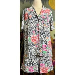 Johnny Was Azzie Pajama Shorts Set L